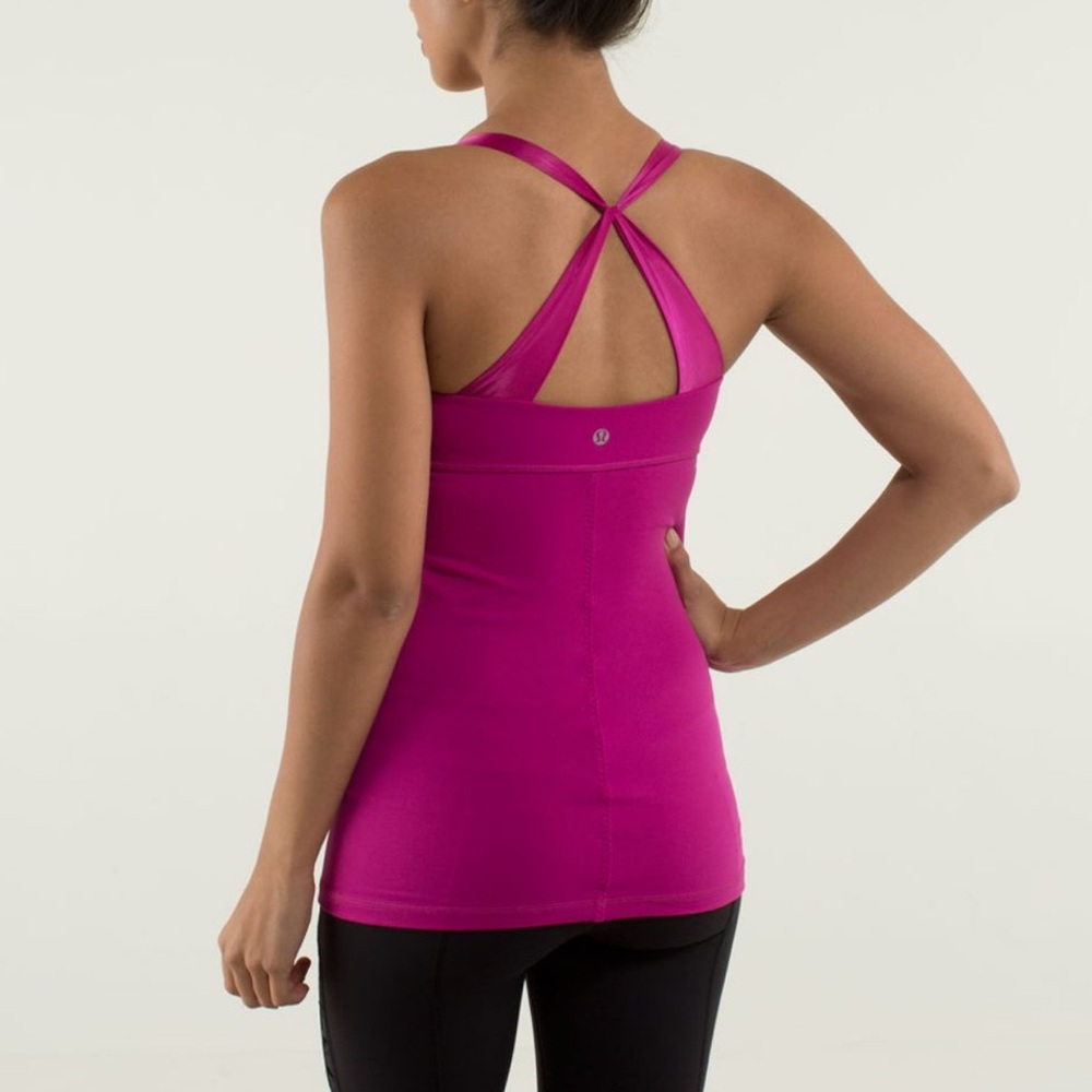 Lululemon daily practice tank in raspberry.